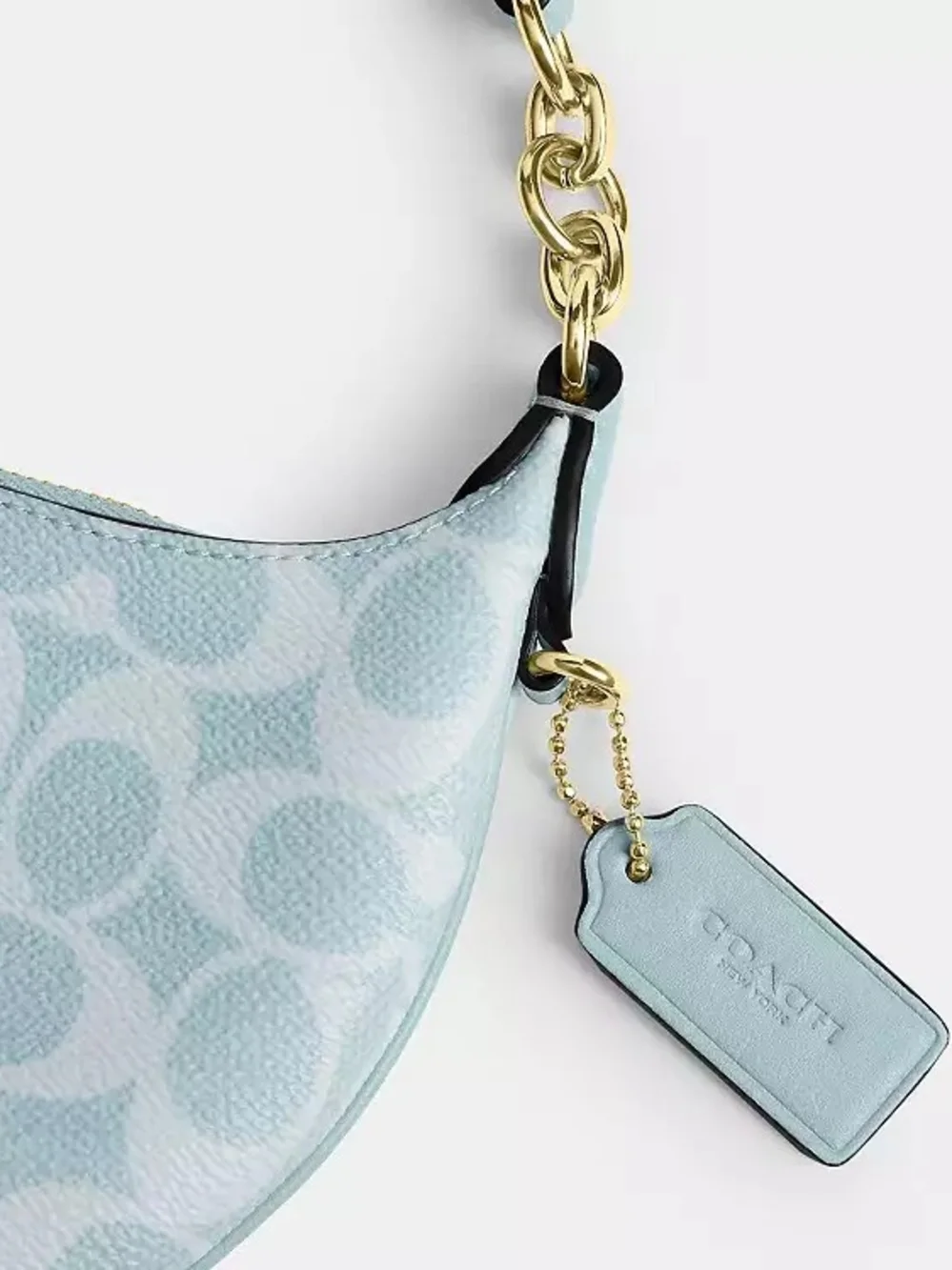 NWT!!! Coach Light Blue Mini Payton Bag In Signature Canvas Crescent-Shaped SB
